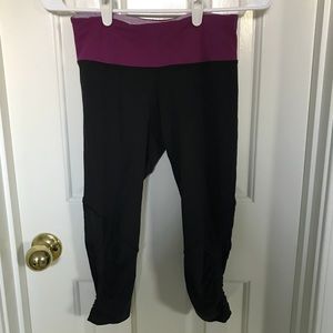 lululemon Crop Legging with Purple Band